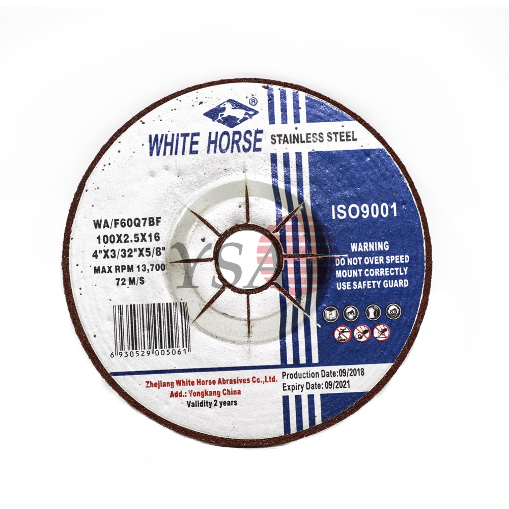 WHITE HORSE FLEXIBLE GRINDING WHEEL FOR STAINLESS STEEL 100x2.5x16 mm WA46