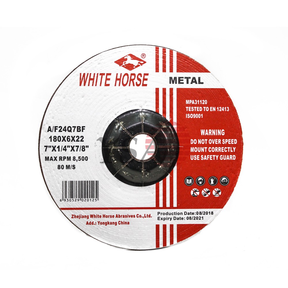 WHITE HORSE GRINDING WHEEL FOR METAL 180x6x22.2 mm